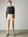 Black Floral Tie Neck Blouse