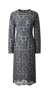 Lace Beaded Neckline Midi Dress