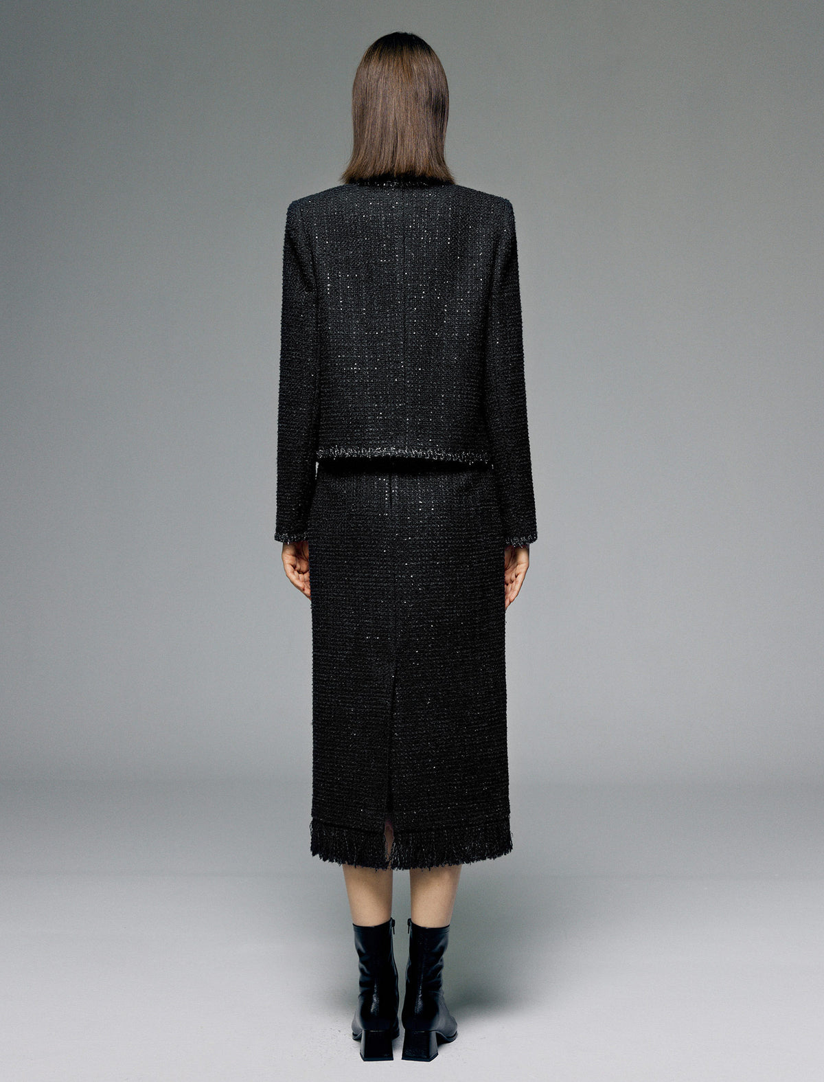 Sparkle Tweed Wool-Blend Cropped Jacket