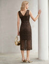 Brown Lace Sleeveless Midi Dress