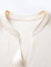 Solid Color V-Neck Long Sleeve Blouse
