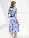 Leaf Print Contrast Trim Shirt Dress