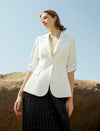 Lightweight Ruched Sleeve Blazer