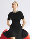 Embellished Neckline Fit And Flare Dress