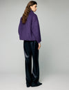 Wool Blend Stand-Collar Button-Front Balloon-Sleeve Cropped Jacket