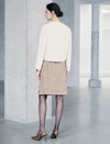 Wool Blend Round Neck Metal Button Cropped Jacket