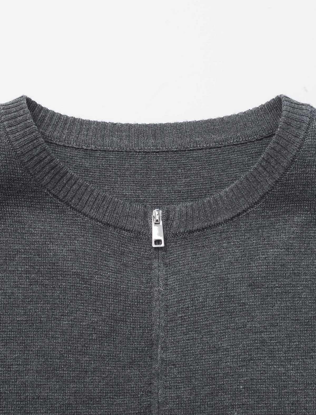 Slim Fit Zipper Layered Knit Sweater