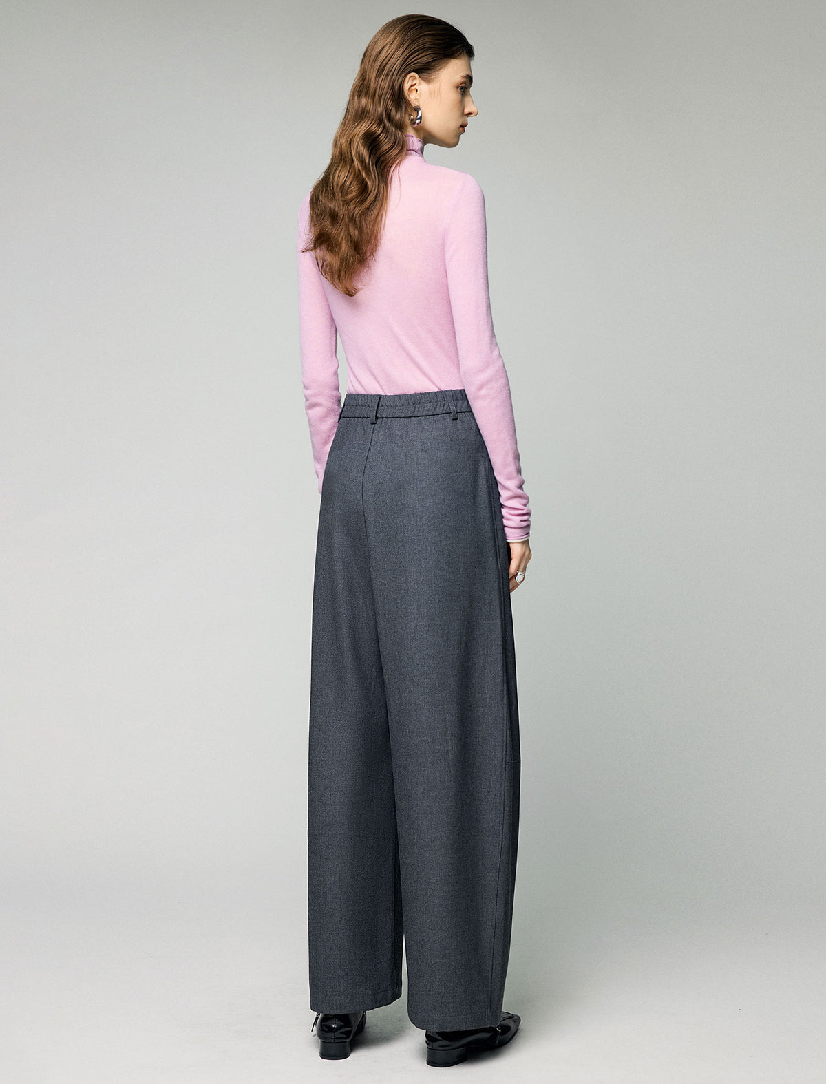 Wool Blend High-Waist Pocket Wide-Leg Pants