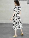 V-Neck Floral Waist-Cinched Dress