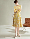 Floral Pleated A-Line Skirt