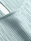 Textured Round Neck Ruched Detail Cap Sleeve Top