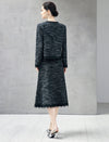 Lace-Trimmed Tweed Short Jacket with Pearl Metal Buttons