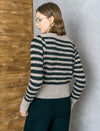 Shimmer Stripe Gold-Tone Button Knit Cardigan
