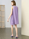 Rhinestone Neck Pleated Sleeveless Dress