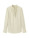 Linen Blend Tie-Neck Blouse