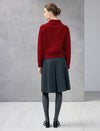 Wool Blend Cable-Knit Collared Half-Zip Sweater