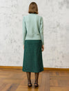 Wool Blend Eyelet Scalloped Stand-Collar Knit Top