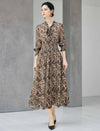 Paisley Print Tie Neck Smocked Waist Midi Dress