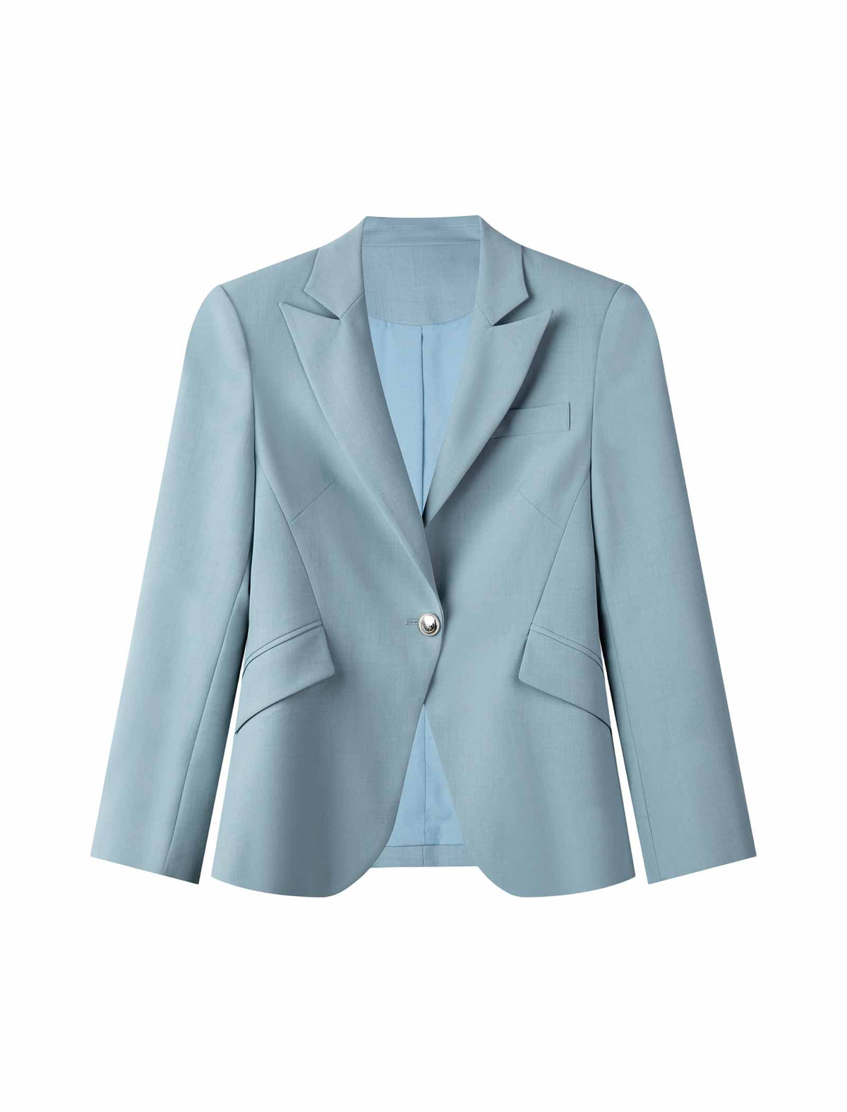 Light Sky Blue Single Button Tailored Blazer