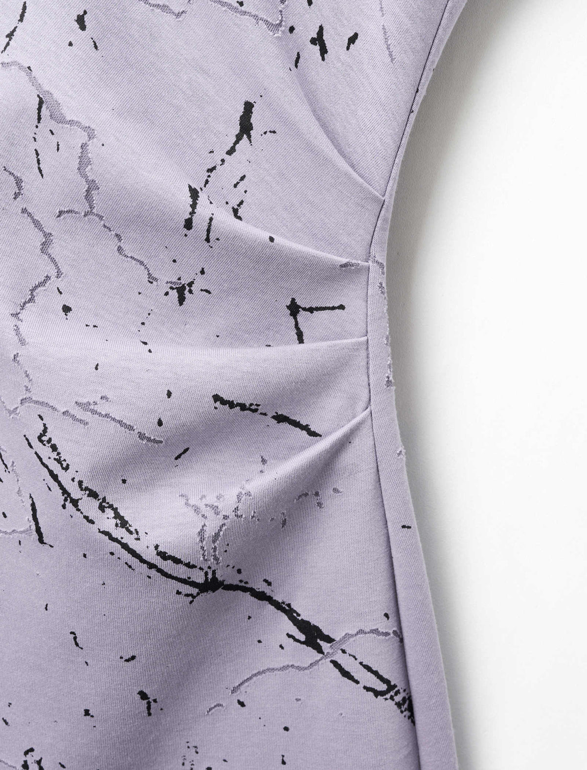 Lilac Marble Print Slit Midi Dress