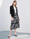 Vintage Print A-Line Skirt