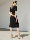 Round Neck Asymmetric Color-Block Dress