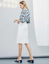 Leaf Print Ruffle Front Blouse