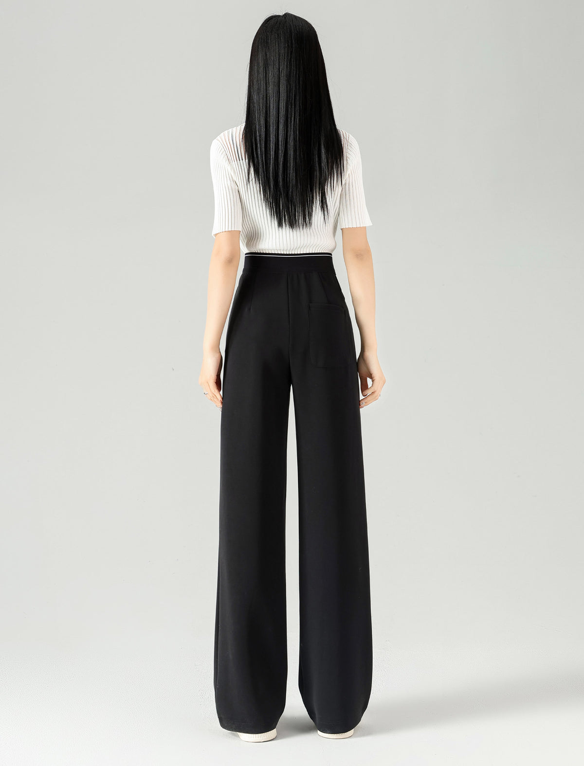 High‑Waist Solid Wide‑Leg Trousers