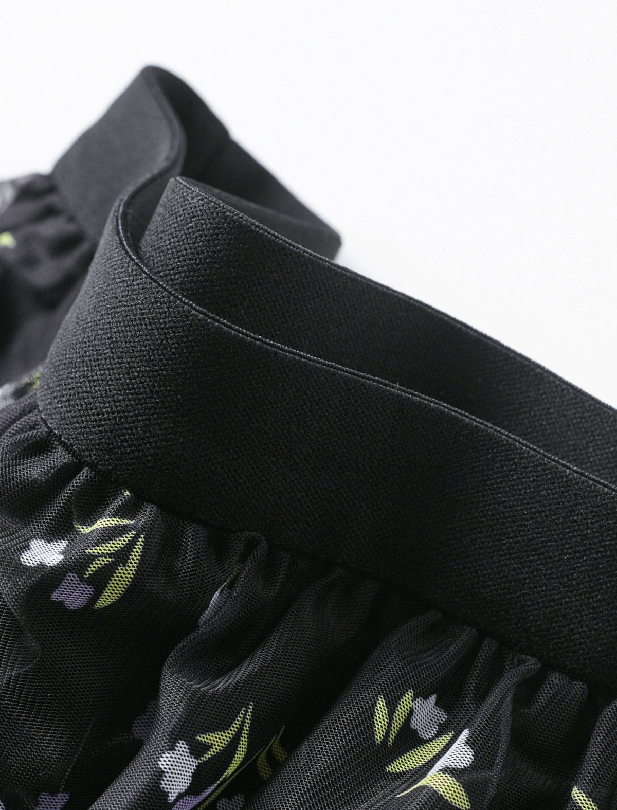 Black Mesh Floral Midi Skirt