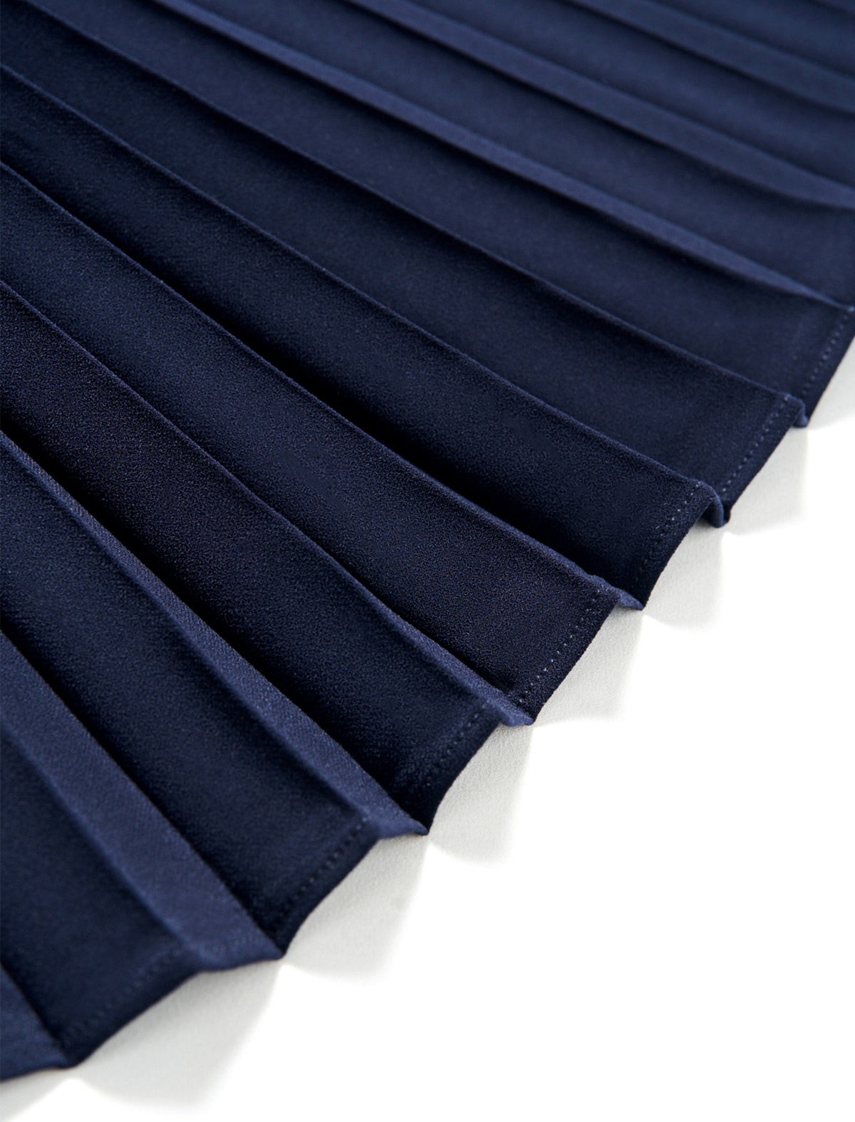 Navy Pleated High Waist Swing A-Line Skirt