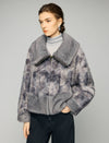 Plush Wide-Lapel Zip-Front Pocket Cropped Jacket