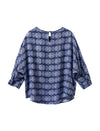 Vintage Printed Round Neck 3/4 Sleeve Blouse