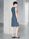 Sleeveless Tweed Midi Sheath Dress