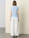 Textured Polo Cap‑Sleeve Knit Top