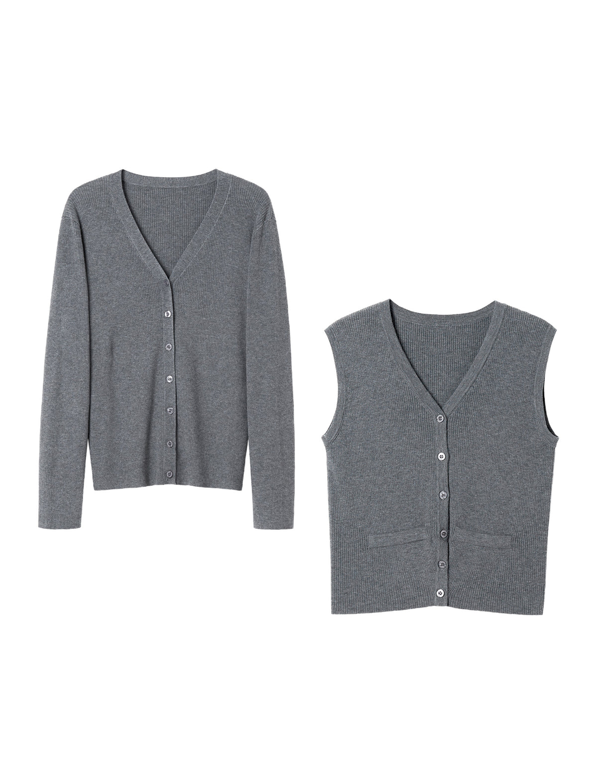 Knit Cardigan and Vest Two-Piece Set