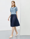 Solid Color Pleated A-Line Skirt