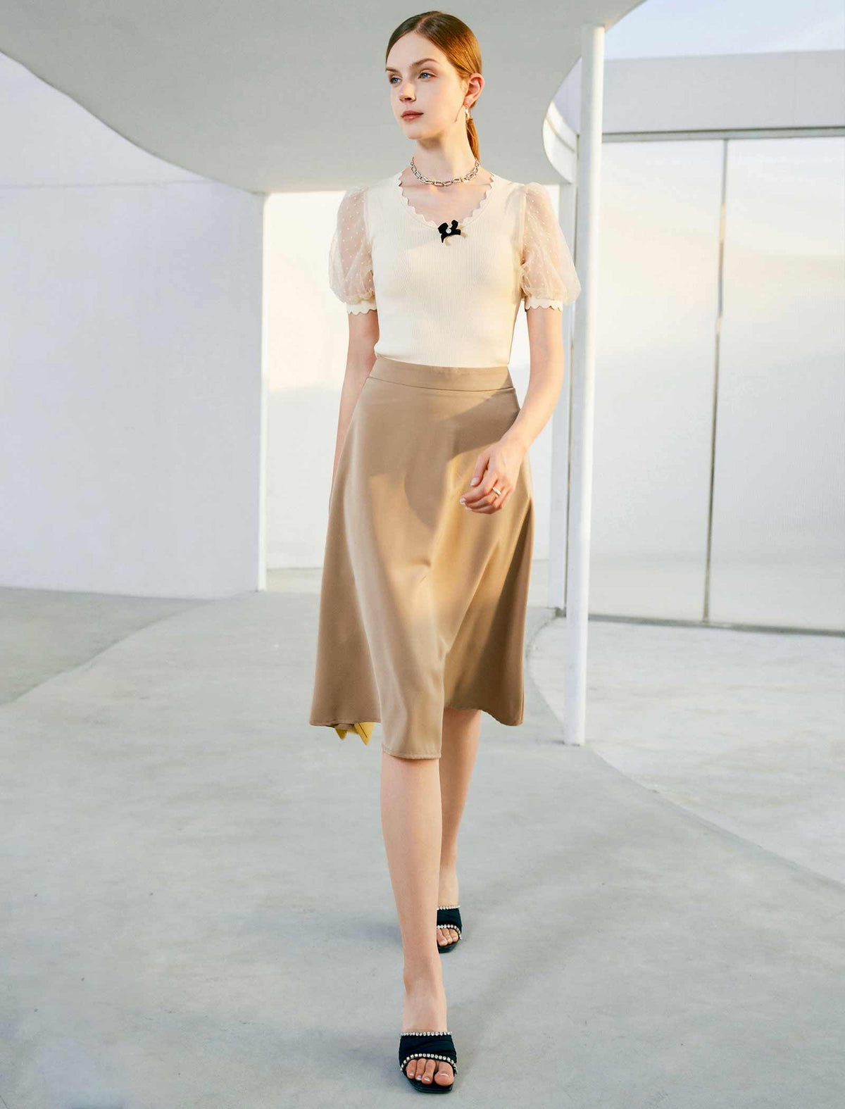 Solid A-Line Skirt