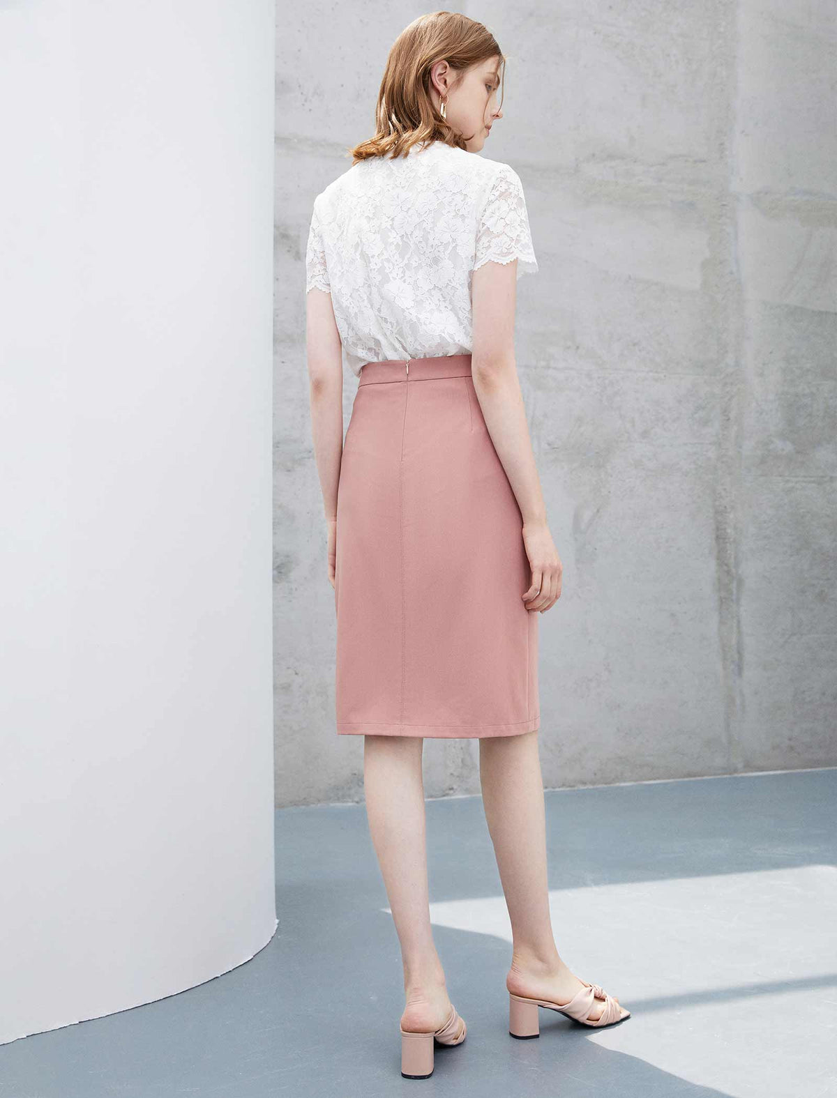 V-Neck Lace Tie-Front Short Sleeve Top