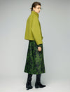 Wool Blend Ruched-Lapel Raglan-Sleeve Cropped Jacket
