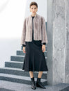 Long-sleeved open-front shearling coat