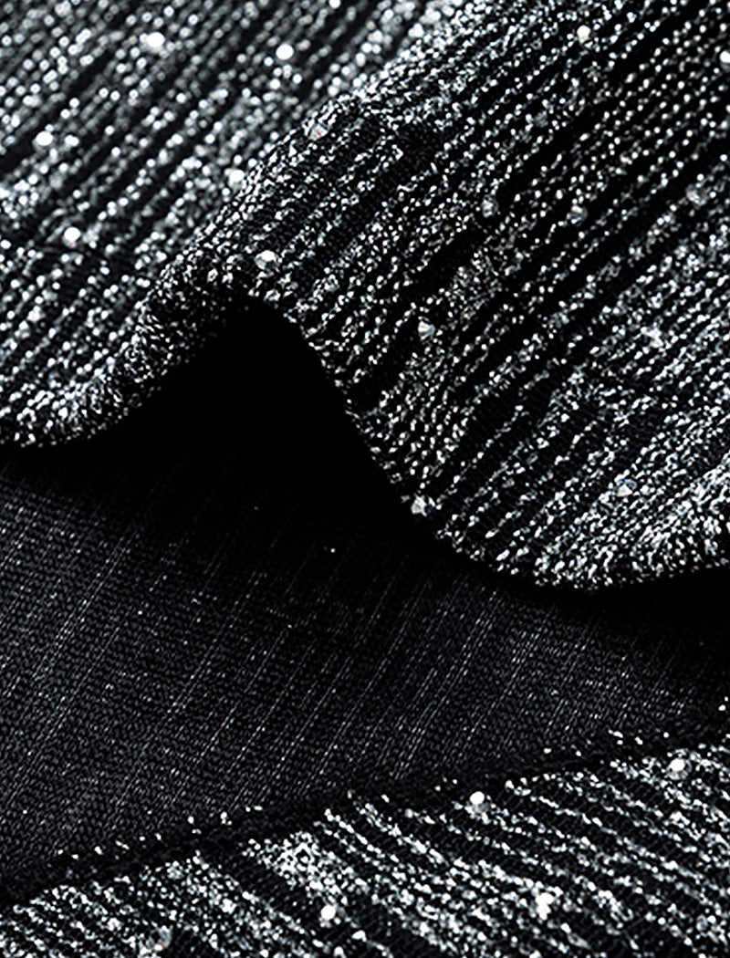 Glittery Wrap-Front Long Sleeve Top