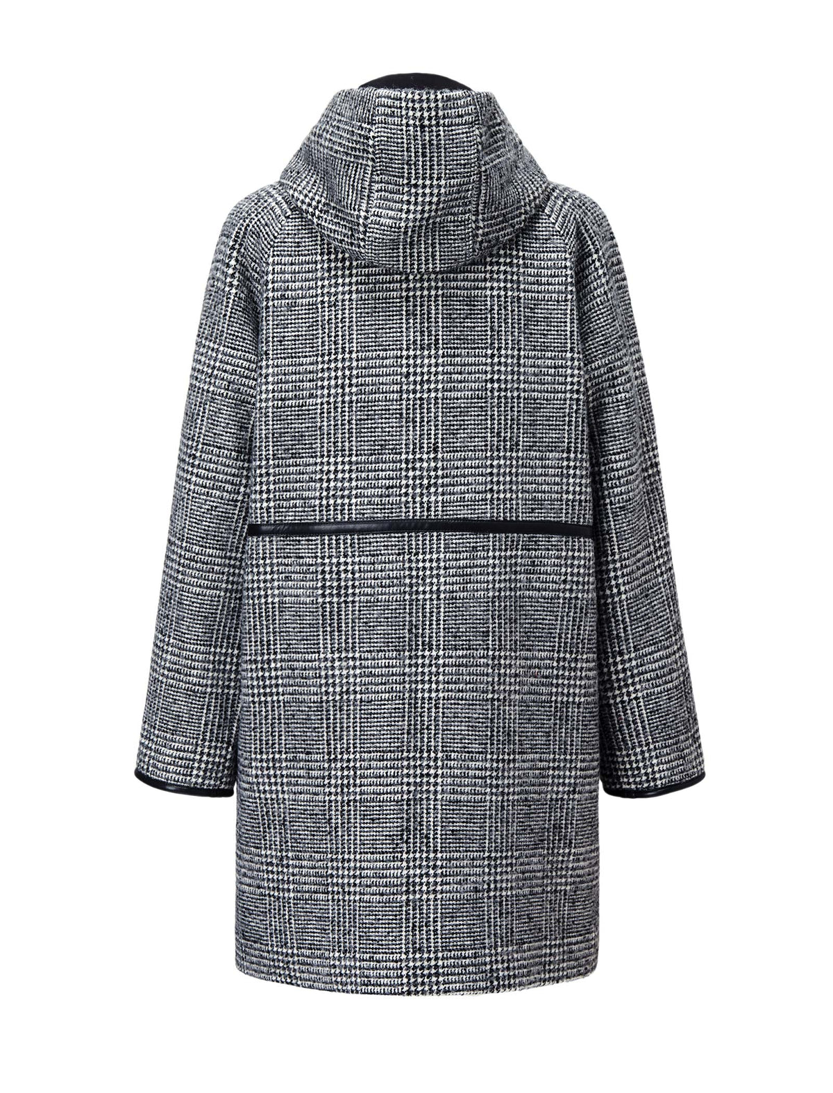 Plaid Wool-Blend Toggle Hooded Coat