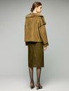 Contrast-Trim Wide-Lapel Cropped Moto Jacket
