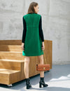 Wool Blend Knit V-Neck Sleeveless Dress