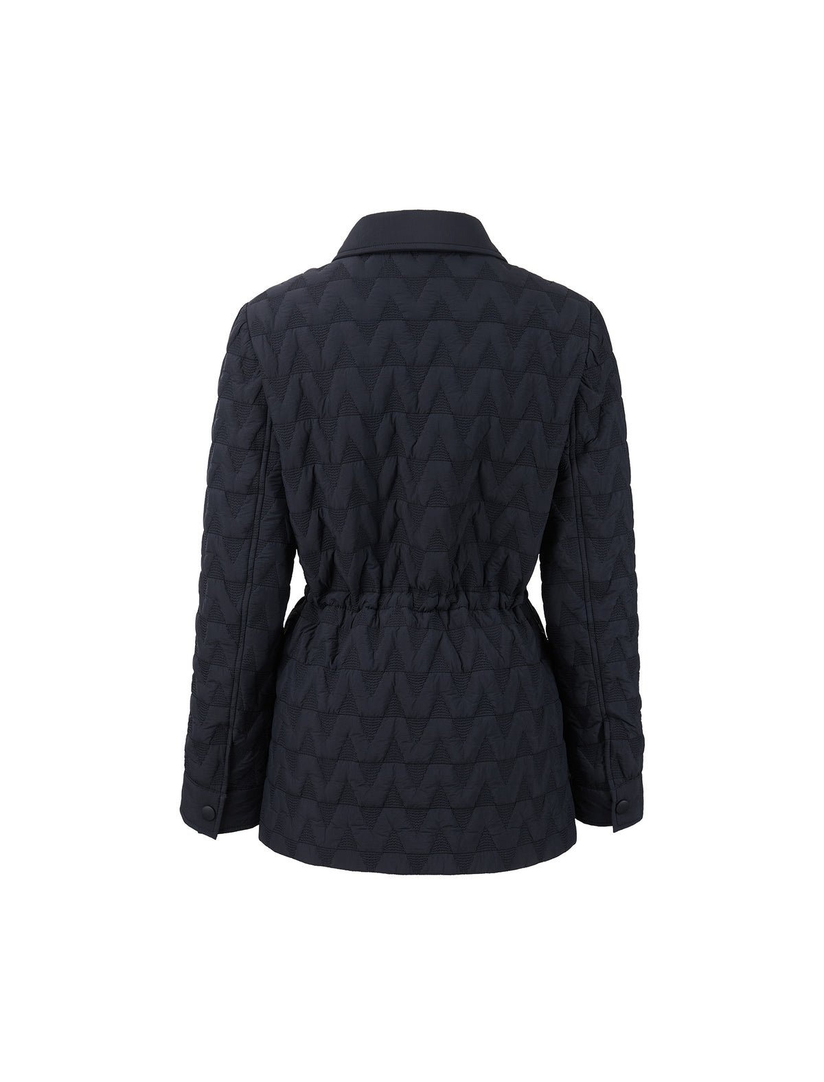 Embroidered Drawstring Pocket Fitted Padded Coat