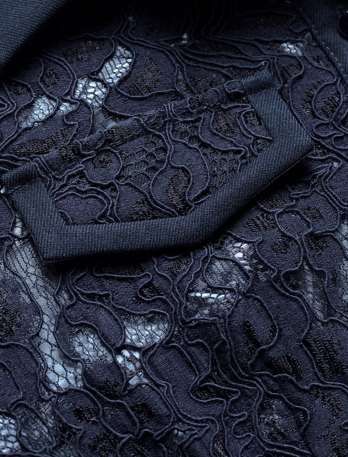 Navy Blue Lace Shirt Dress