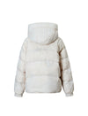 Floral Pattern Hooded Zip-Front Cropped Puffer Jacket