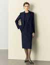 Wool Blend Pinstripe Sleeveless Sheath Midi Dress