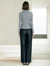 Ribbed Collared Side-Zip Fitted Knit Pullover