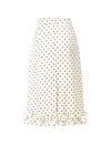 Polka Dot Ruffle Hem Midi Skirt